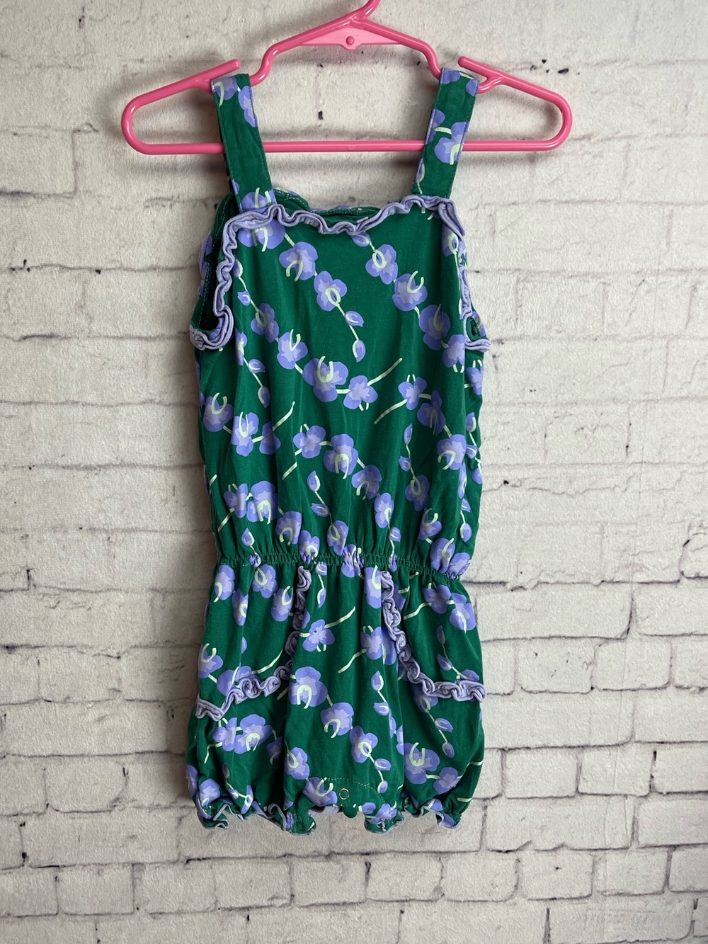 Kickee Pants size 4T bamboo shortie romper green and lavender